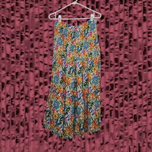 Y2k Skirt Floral Tiered Cynthia Rowley Floral Flowers Maxi Fairy Whimsy Nature M